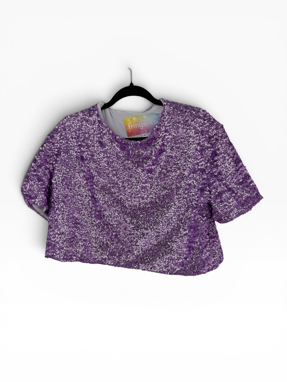 Fringe + co lavender sequin cropped  top - Picture 2 of 5